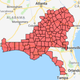 County map shows Hurricane Michael disaster area.